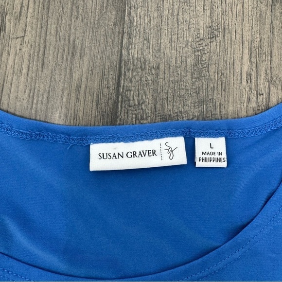 Susan Graver Women's Liquid Knit A-Line Shift Dress Large Midi Blue - Picture 4 of 10